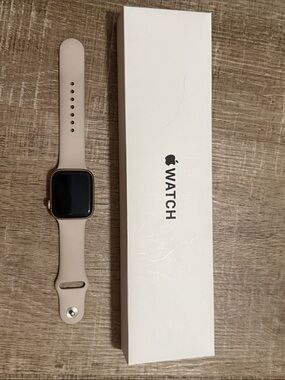 Apple Watch with Pink/Cream Sport Band